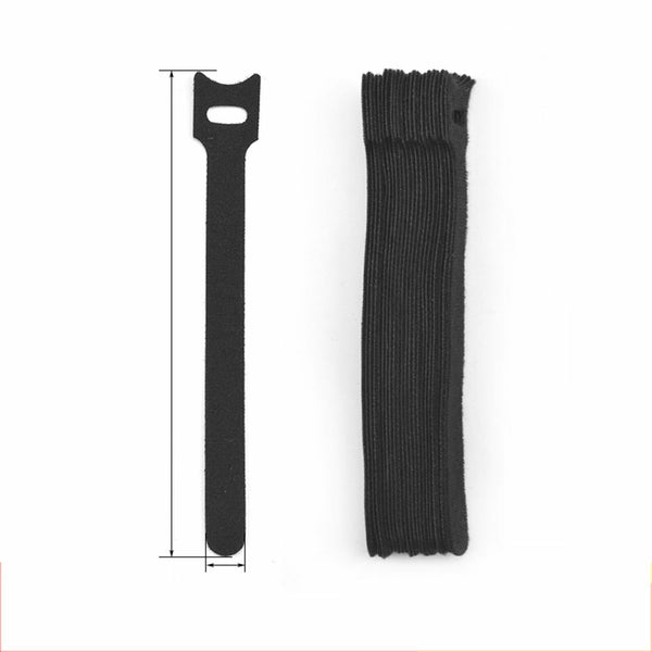 200PCS Magic Cable Ties Reusable Hook and Loop Cable Ties Organiser Cords Black