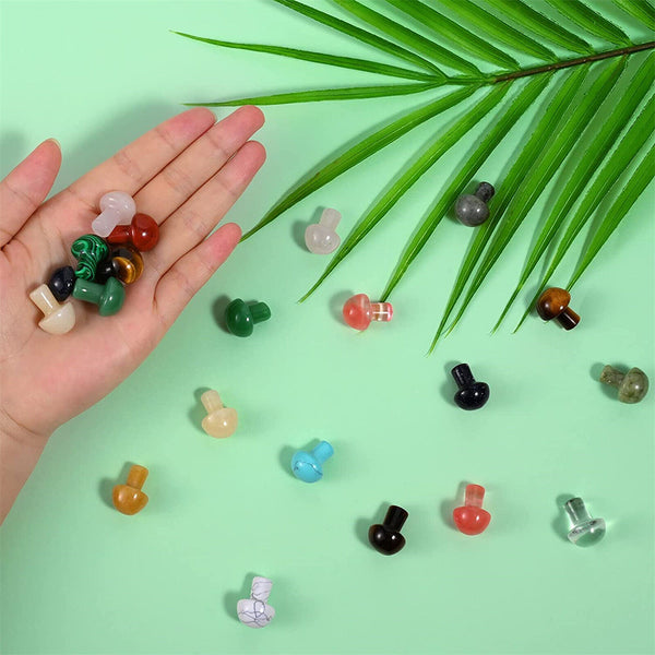 Mini Mushroom Natural Crystal Carving Quartz Massage Healing Reiki Stone Decor