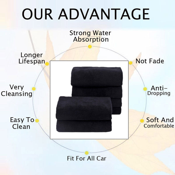 Microfiber Towel GYM Sport Footy Travel Camping Swimming Drying Microfibre Black
