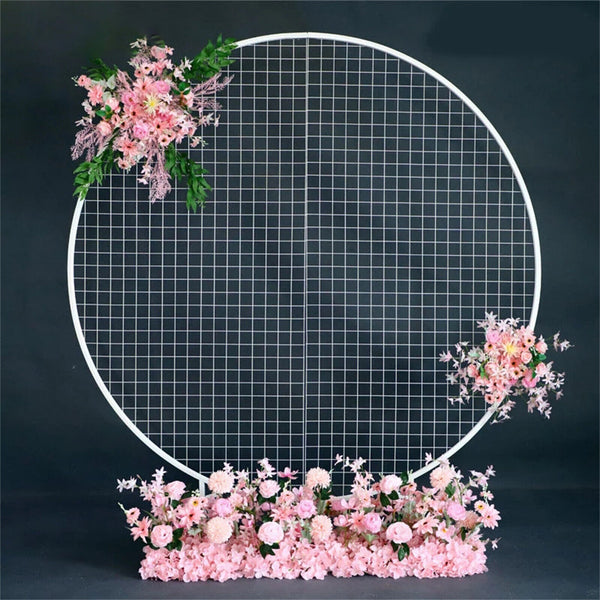 1.8M Iron Grid Mesh Wedding Arch Round DIY Stage Backdrop Decor Flower Stand Pr