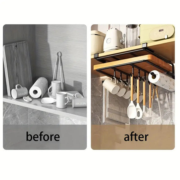 2pcs Kitchen Hanging Rack Organizer | Over Cabinet Door Hook for Cutting Boards & Towels