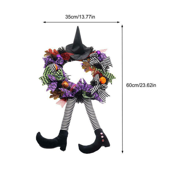 Halloween Party Decor Door Wreath Garland Outdoor Yard Decor Props Pumpkin Witch