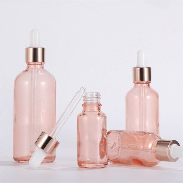 10pcs Glass Dropper Bottles Eye Pipette Roller Sprayer Essential Oils pink AUSTO