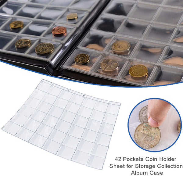 10x 42 Pocket Coin Holder Sheet Storage Page Collection Album Folder Book Sleeve