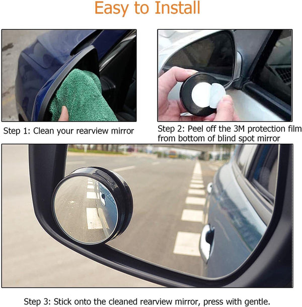 2x Blind Spot Car Mirror 360° Wide Angle Adjustable Rear Side View Convex Glass