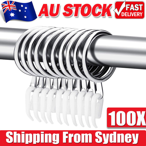 100 Sets Curtain Rings Hooks Window Multipurpose Metal Hooks Clips Ring Hanging