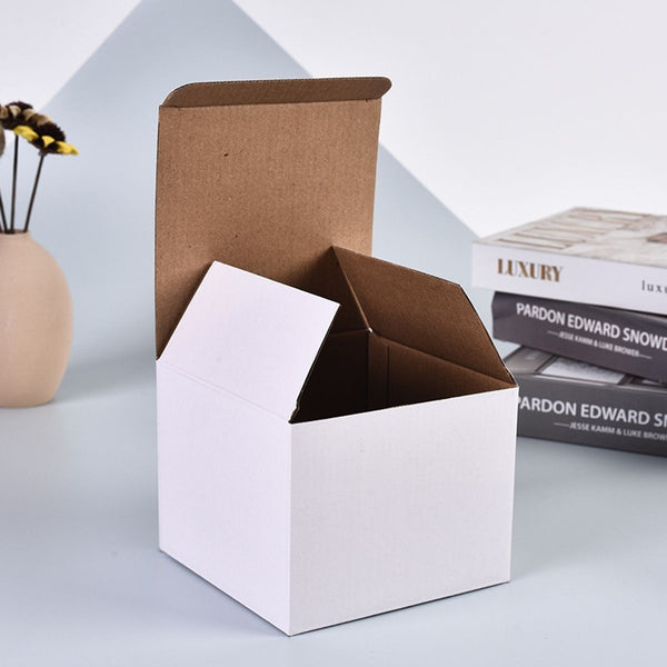 25PCS White Cardboard Gift Boxes Folding Cube Packaging Boxes Small Medium Large