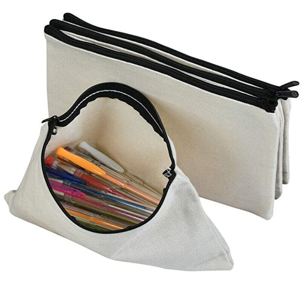 10PCS Canvas Zipper Pouch Bags Canvas Makeup Bags Pencil Case Blank DIY Craft