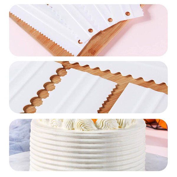 4Pcs Cake Decorating Icing Smoother Edge Frosting Scraper Comb Pastry Spatulas