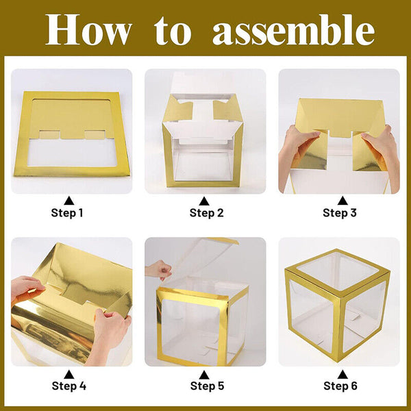 4Pcs/Set Balloon BABY Box Cube Clear Boxes Birthday Baby Shower Party Gift AU