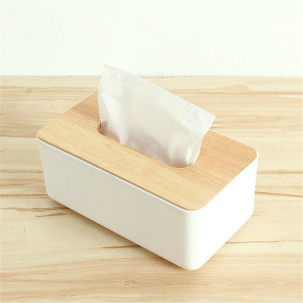 2x Tissue Box Dispenser Paper Storage Holder Napkin Case Organizer Wooden Cover