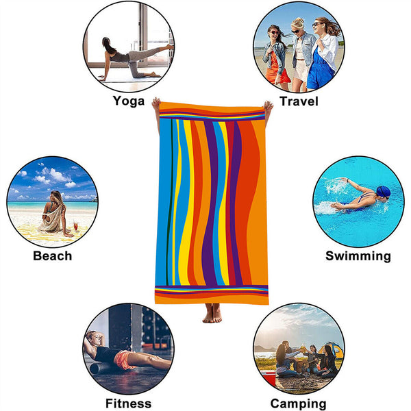 100x180cm Microfiber Bath Beach Towel Gym Sport Footy Travel Yoga Swimming