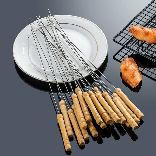 120PCS BBQ Metal Skewers Stainless Steel Flat Needle Barbecue Tools Kebab Stick