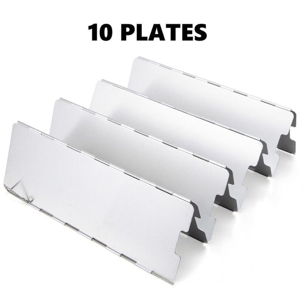 10PCS Folding Stove Wind Shield Outdoor Hiking Burner Windshield BBQ Windscreen