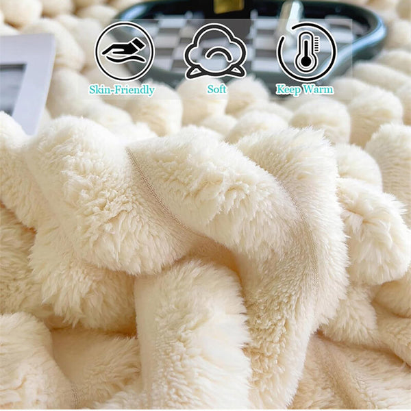 Plush Throw Blanket Soft Warm Sofa Bed Blanket for All Seasons