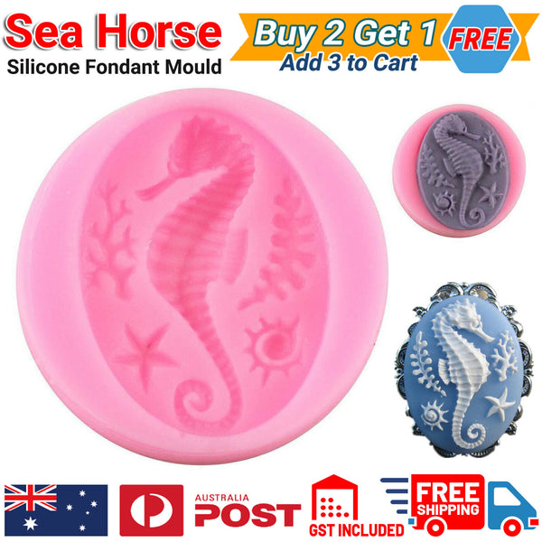 Sea Shell Seahorse Silicone Fondant Mould Cake Craft Starfish Icing Baking Mold