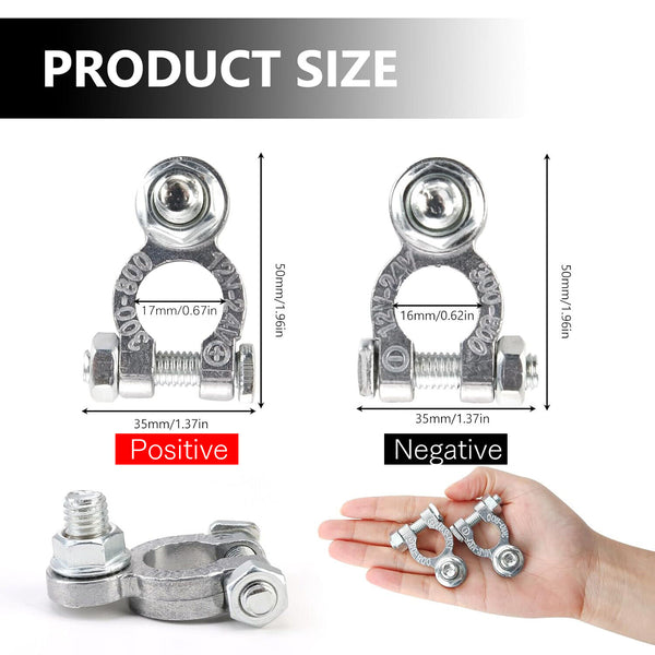 2 PAIR DC 12V-24V Car Battery Terminals Positive Negative Connectors Clamp Clip