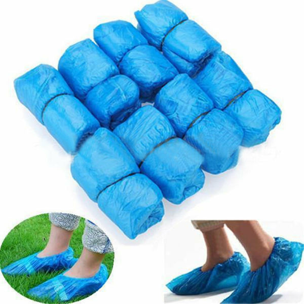 500PCS Disposable Waterproof Shoe Covers Blue Plastic Boot Covers Mud Resistant