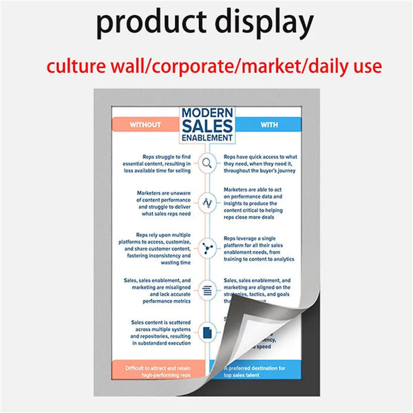 New Sign Holder Display Poster Self Adhesive Magnetic A4 Wall Windows Door Glass