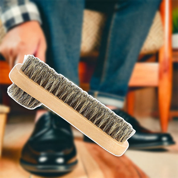 Double sided leather shoe polish brush oval oiled scrub shoe cleaning tool AU