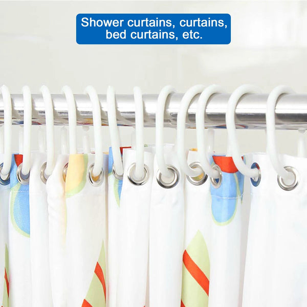 36 pcs Hooks Liner Bathroom Bathroom Shower Curtain White Hooks Rings Plastic AU