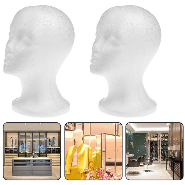 2-10X Practical Foam Female Mannequin Head Wigs Glasses Cap Display Holder Stand