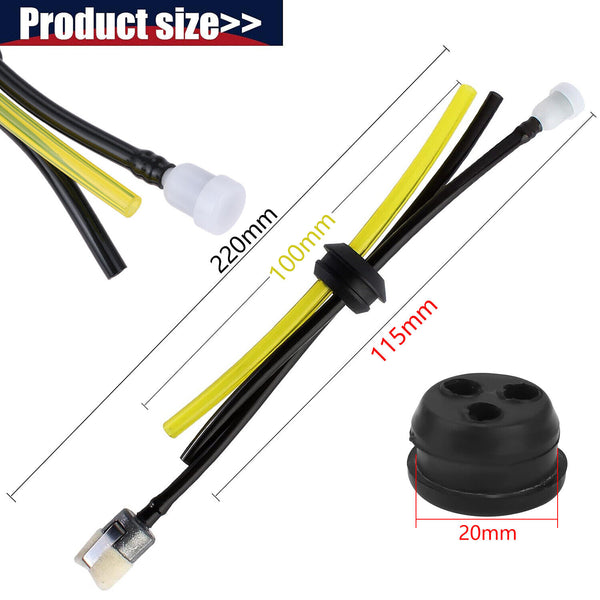 2 set 20mm Fuel tank grommet Hose Filter trimmer blower brushcutter 3 Holes