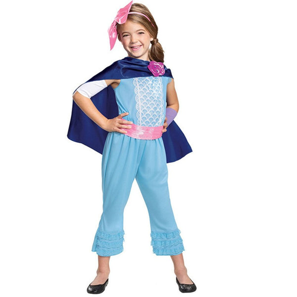 Girl wearing Bo Peep Toy Story costume with cape hand on hip