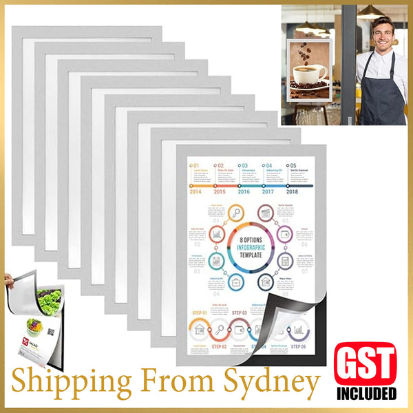 New Sign Holder Display Poster Self Adhesive Magnetic A4 Wall Windows Door Glass