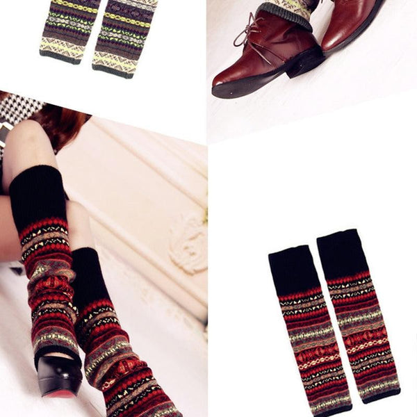 Women’s Winter Knit Leg Warmers – Soft Knee High Boot Socks