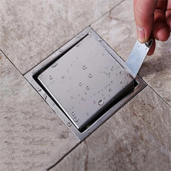 100mm Tile Insert Floor Drain 304 Stainless Steel | Square Invisible Shower Waste