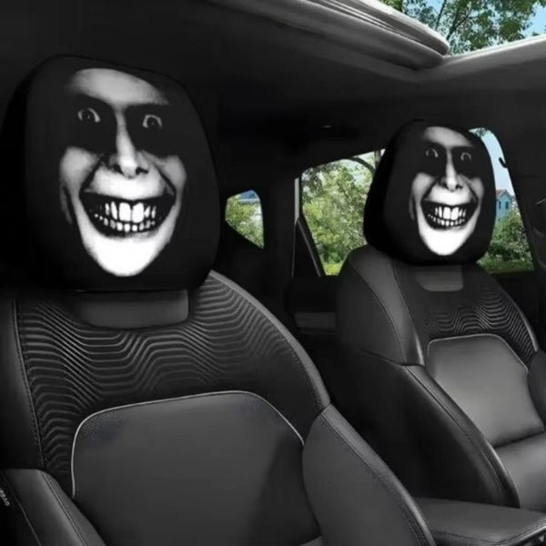 2PCS Funny Face Expressions Car Headrest Covers Automobile Interior