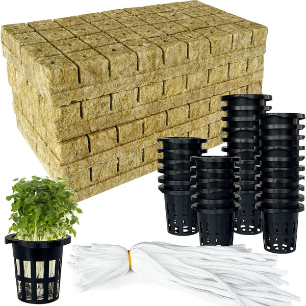 200PCS Grow Starter Rockwool Cubes Hydroponics Plant Net Cup Basket Aquaponic AU