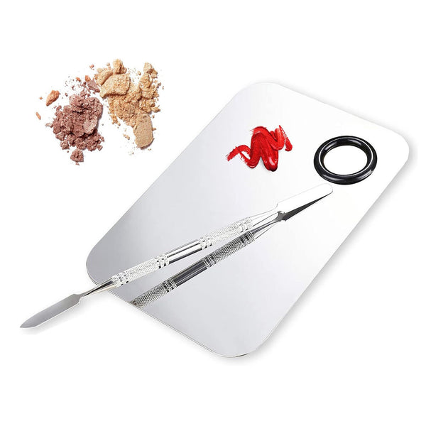 2pcs Stainless Steel Mixing Palette with Spatula Professional Cosmetic Makeup AU
