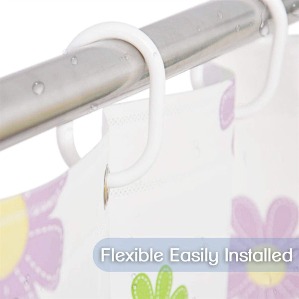 36 pcs Hooks Liner Bathroom Bathroom Shower Curtain White Hooks Rings Plastic AU