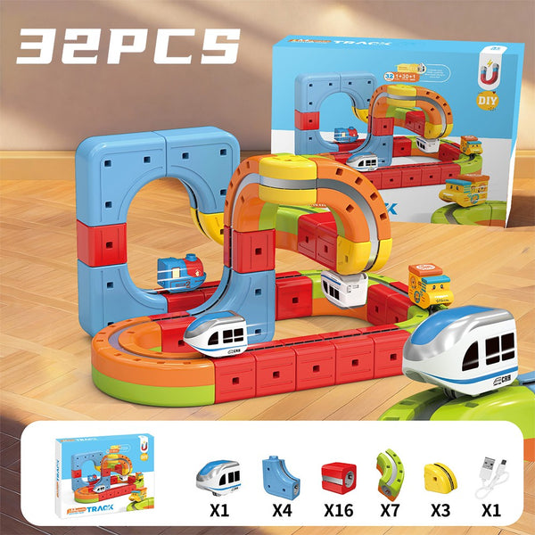 Electric Train Set Flexible Magnetic Car Kids Gift Xmas Race Track Building Toy