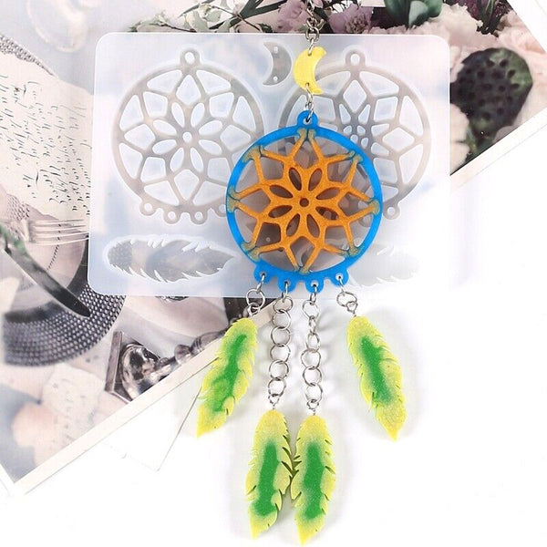 Silicone Dream Catcher Resin Epoxy Mold Feather Keychain Mould DIY Craft 132PCS