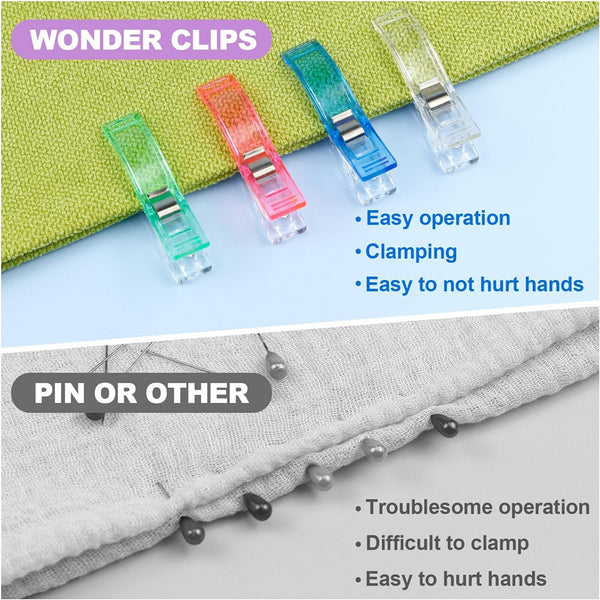 300pcs Sewing Wonder Clips 56mm | Fabric Quilting Crochet Knitting Craft Clips
