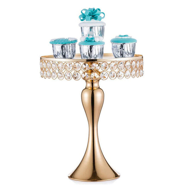 3PCS Gold Mirror Cake Stand Cupcake Holder Crystal Dessert Display Wedding Party