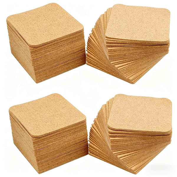 80PCS Self Adhesive Cork Sheets DIY Craft Backing Squares Coaster Tile Pads