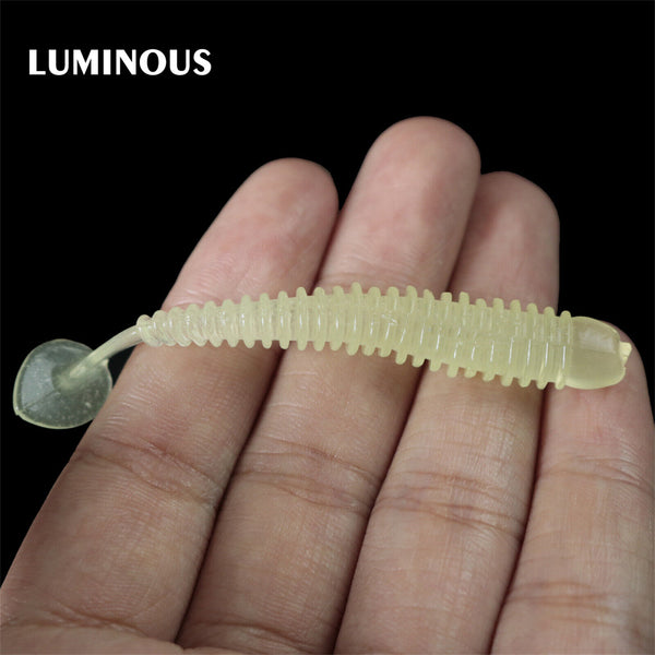 100 Soft Plastic Fishing Lure Tackle 50mm Paddle Tail Grub Worm bream lures Bass