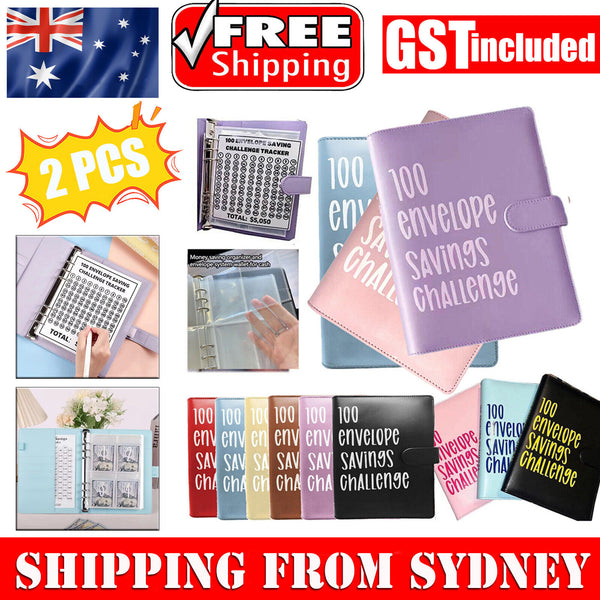 2PCS 100 Envelope Challenge Binder Budget Binder Savings Challenge Planner Book
