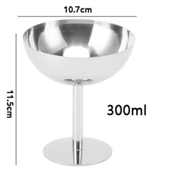2PCS Stainless Steel Ice Cream Bowls Dessert Cups 300ml Serving Cups Silver