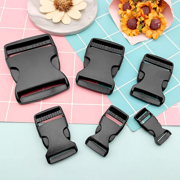 20x Black Plastic Side Quick Release Buckle Clip Cord Strap Fastener Webbing Bag
