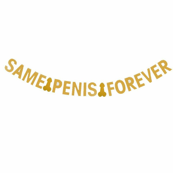 SAME PENIS FOREVER Glitter Gold Bunting Banner Hens Night Bachelorette Party AU