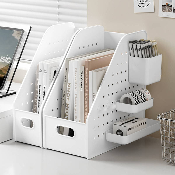 Pegboard Desktop Organiser 3 Piece S Or L Size White File Holder Pen Caddy New