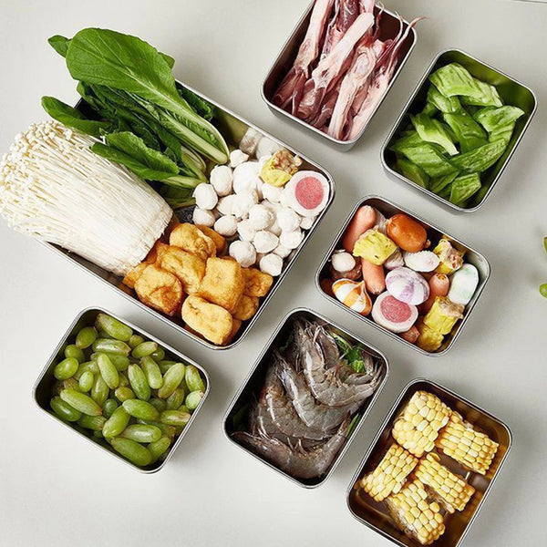 10pcs Stainless Steel Food Containers with Lids + 5 Spoons | Stackable Airtight Lunch Boxes