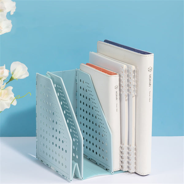 Adjustable Desktop Book Holder and File Organizer – Retractable Bookshelf Storage Rack for Desk
