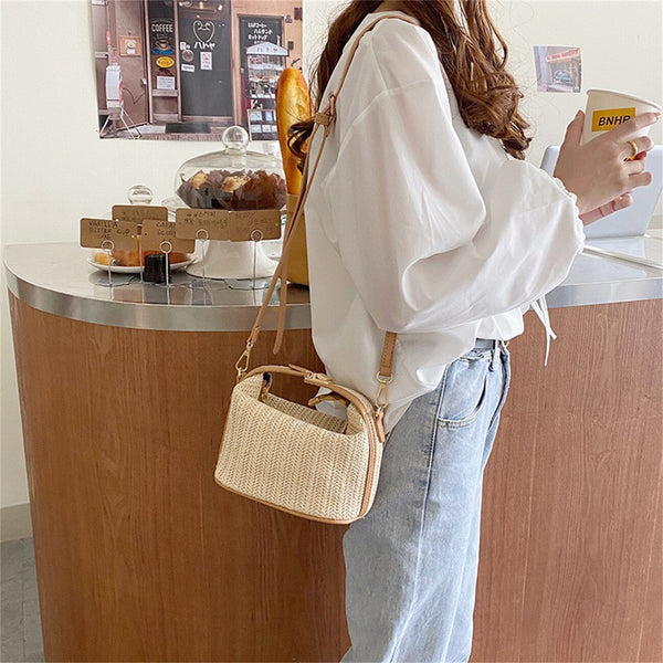 Women Woven Crossbody Bag – Lightweight Straw Phone Purse
