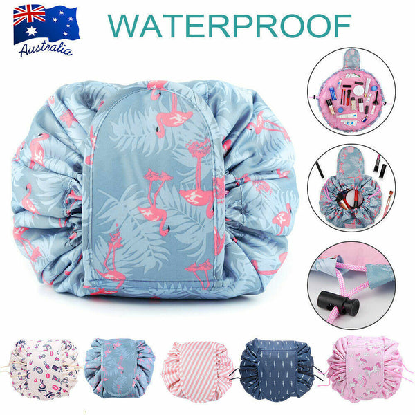 Lazy Cosmetic Bag Printing Drawstring Makeup case Storage Bag Portable Travel AU